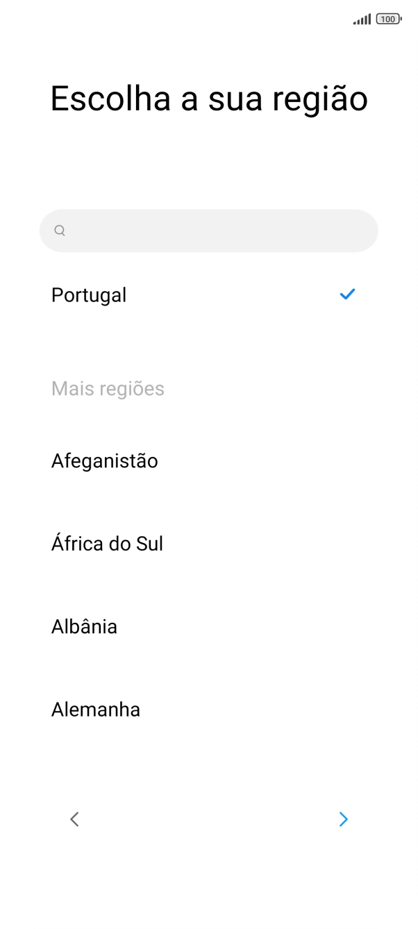 Prima a área ou país pretendido.