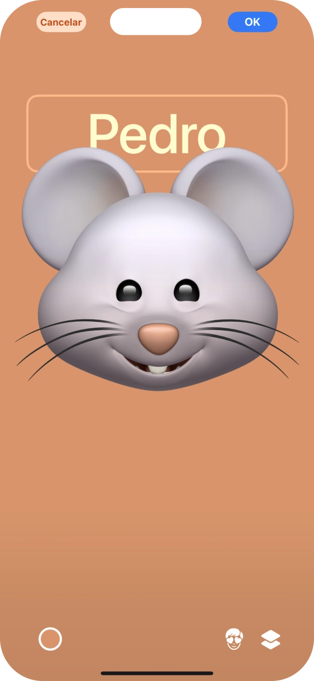 Prima o campo do nome e siga as indicações no ecrã para escolher o tipo de letra e cor para o seu nome no cartaz de contacto.