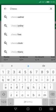 Introduza o nome ou categoria da app pretendida e prima o ícone para pesquisar.