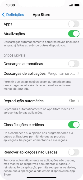 Prima o indicador junto aos tipos de conteúdo pretendidos para ativar ou desativar a função.