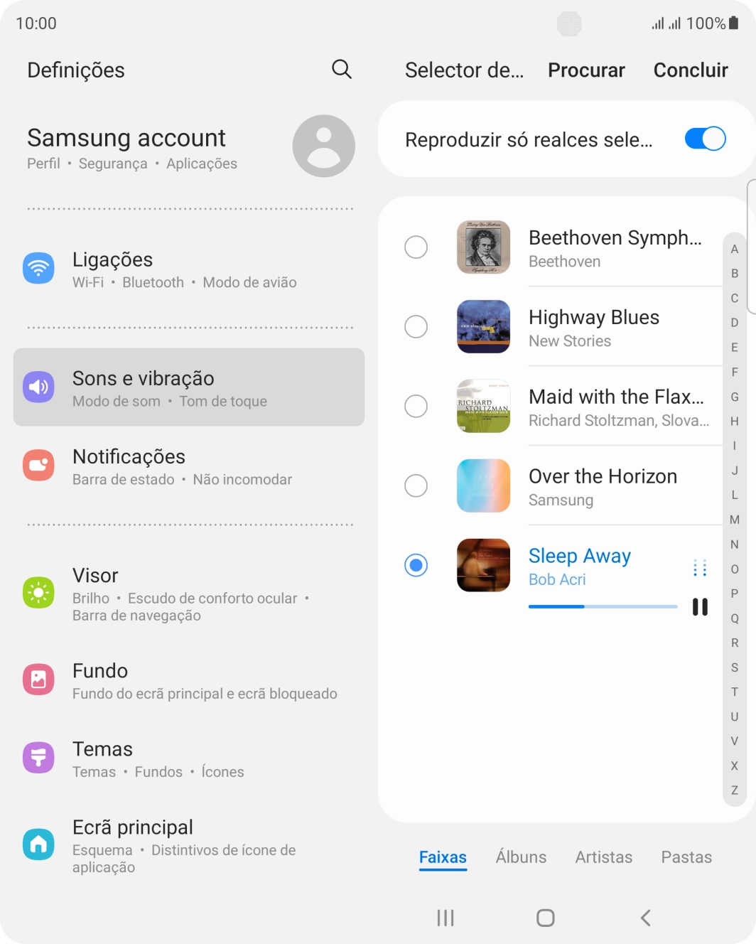 Quando tiver encontrado o tom de toque que pretende, prima Concluir.