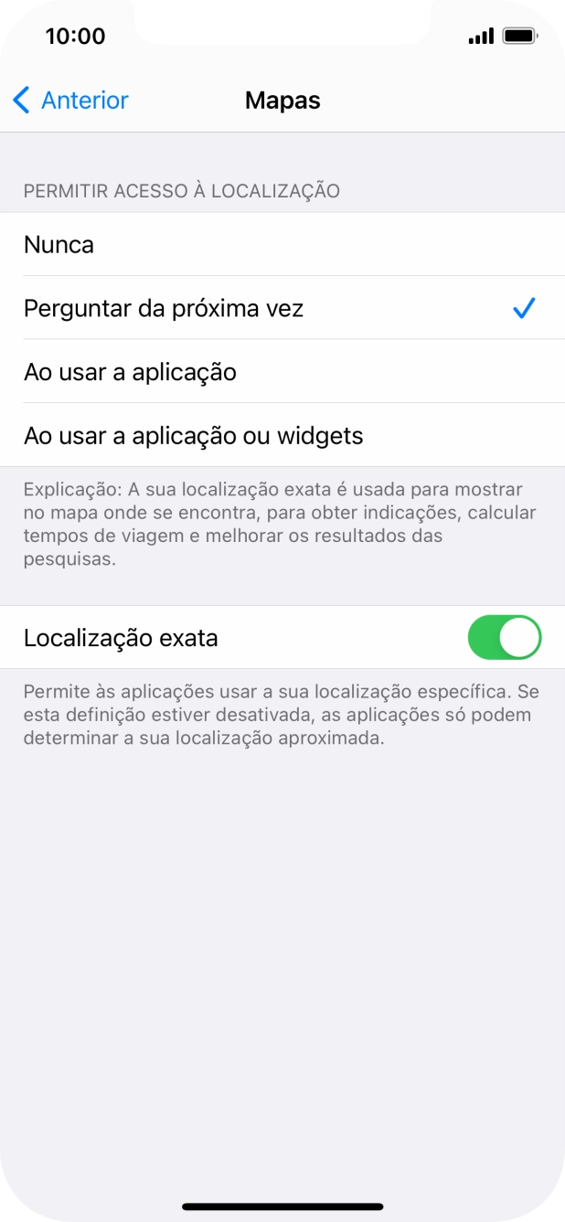 Prima a definição pretendida para ativar ou desativar a função.