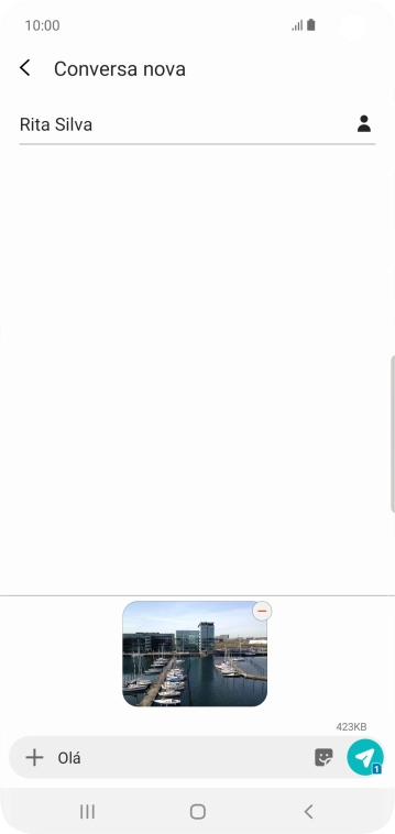 Prima o ícone para enviar quando terminar de escrever a sua mensagem multimédia.