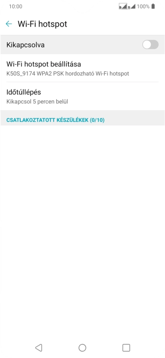 Válaszd a Wi-Fi hotspot beállítása lehetőséget.