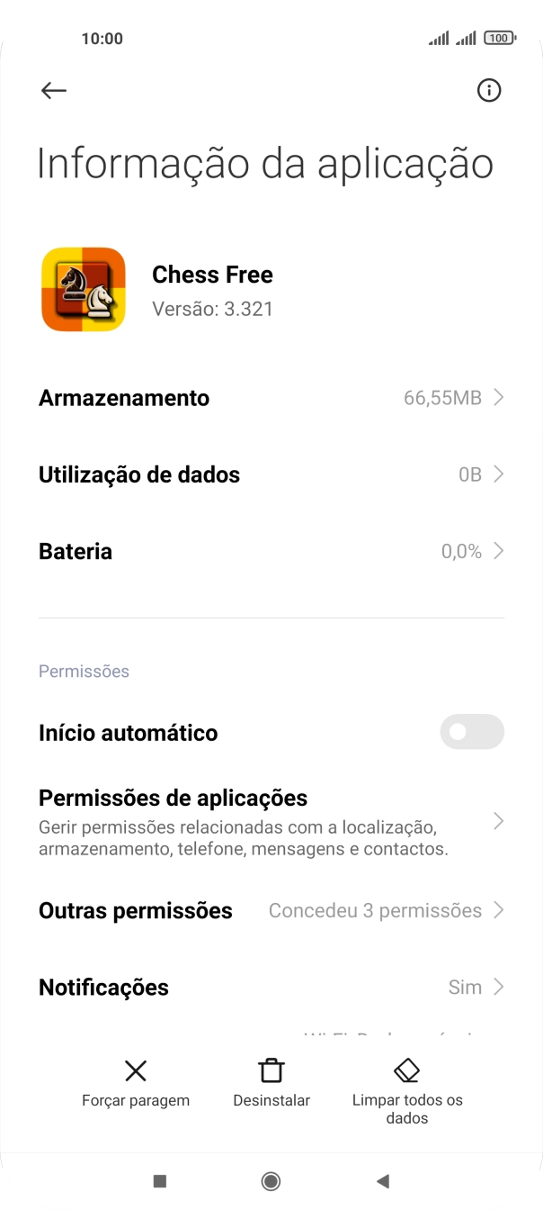 Prima a tecla de início para terminar e voltar ao ecrã inicial.