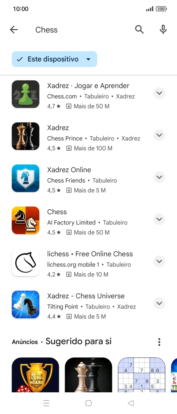 Prima a app pretendida.