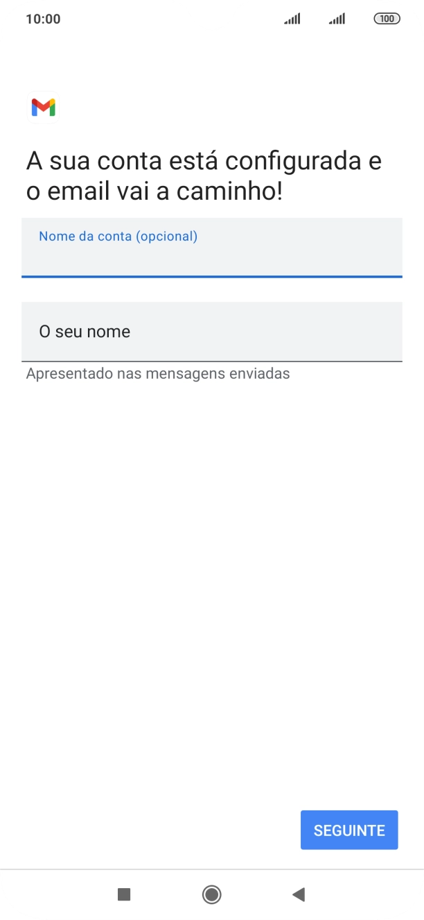 Prima O seu nome e introduza o nome do remetente pretendido.
