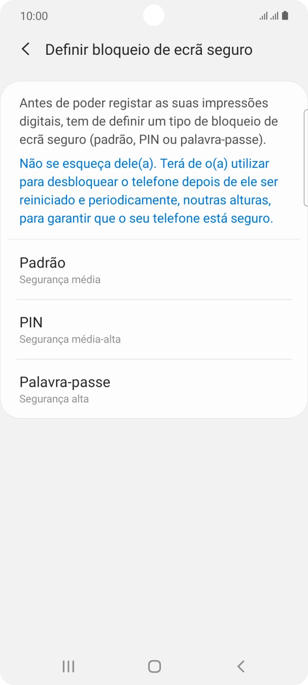 Prima o código de bloqueio do telefone pretendido e siga as indicações no ecrã para estabelecer um código de bloqueio adicional.