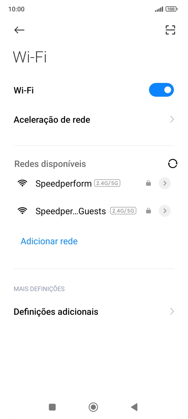 Prima a rede pretendida.