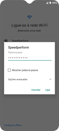 Introduza a password da rede Wi-Fi e prima Ligar.