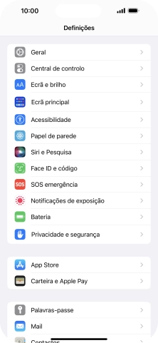 Prima Face ID e código.