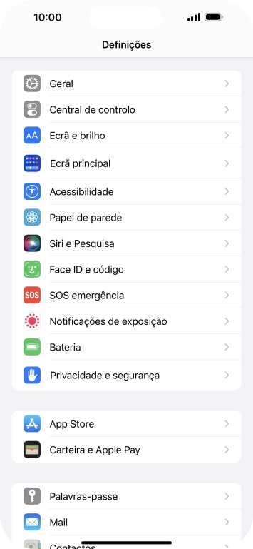 Prima Face ID e código.