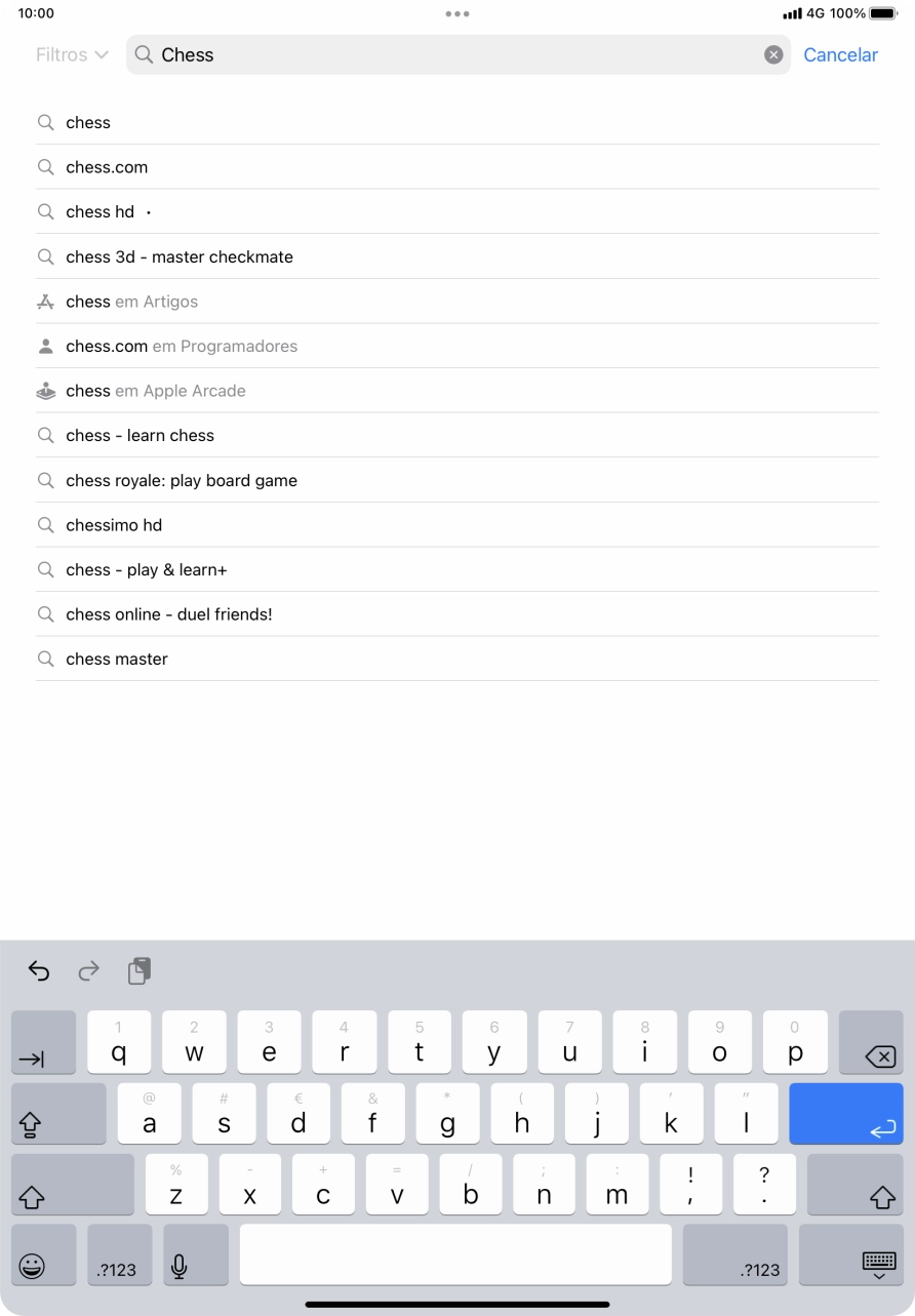Introduza o nome ou categoria da app pretendida e prima Enter.