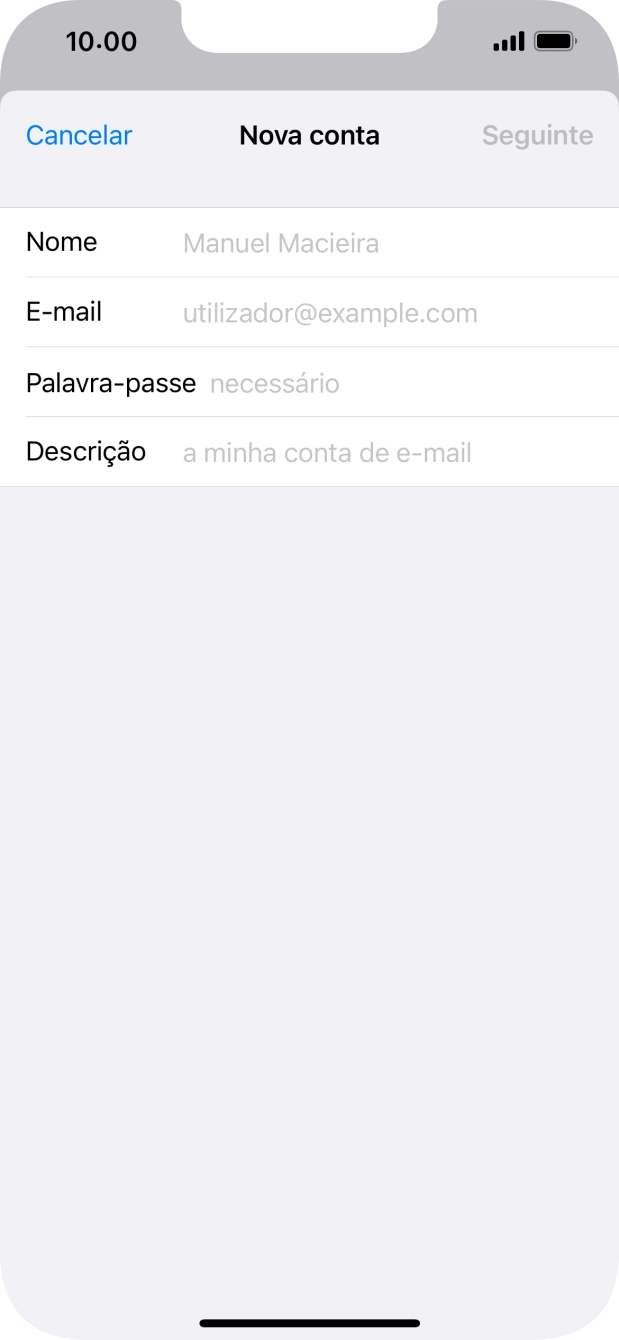 Prima Nome e introduza o nome do remetente pretendido.