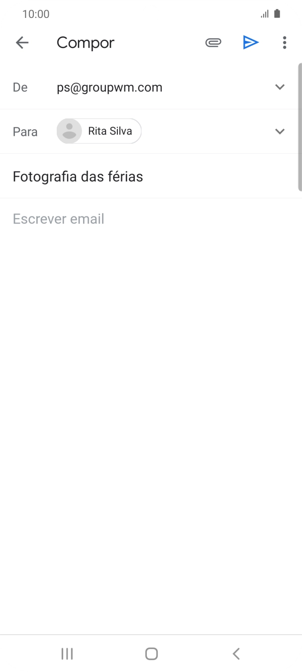 Prima o campo de escrita e escreva o texto do e-mail.