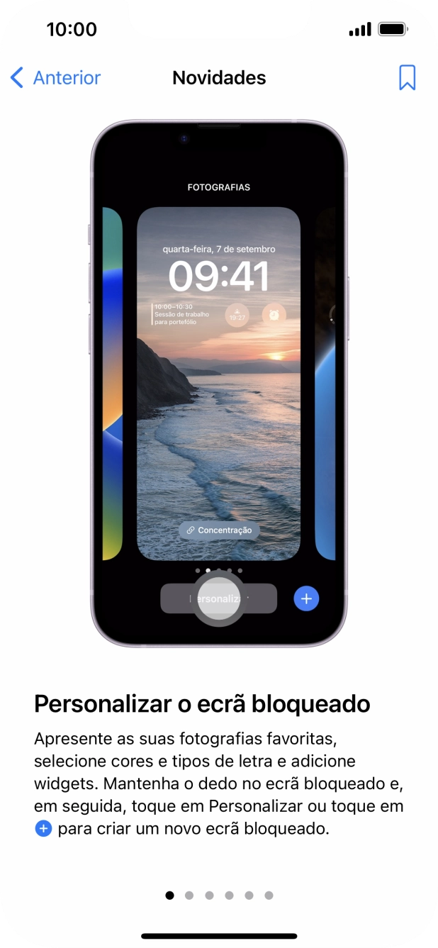 Para voltar ao ecrã inicial, deslize o dedo de baixo para cima a partir da base do ecrã.