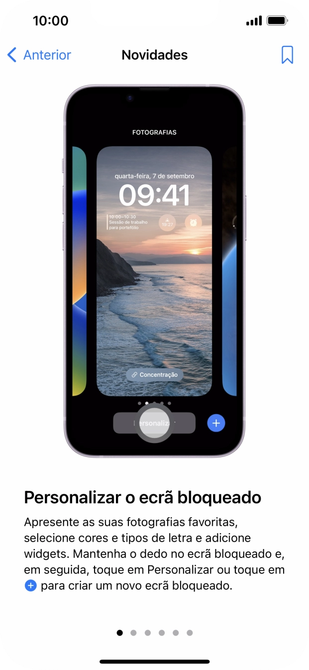 Para voltar ao ecrã inicial, deslize o dedo de baixo para cima a partir da base do ecrã.
