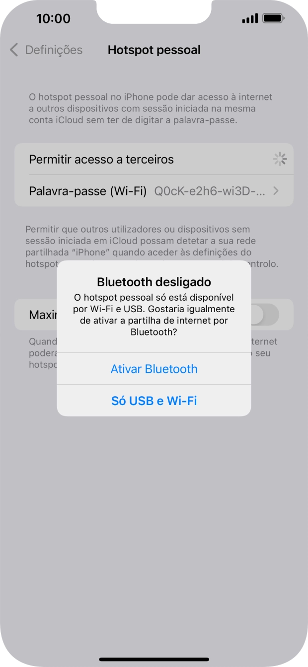 Se o Wi-Fi estiver ativado, prima Só USB e Wi-Fi .