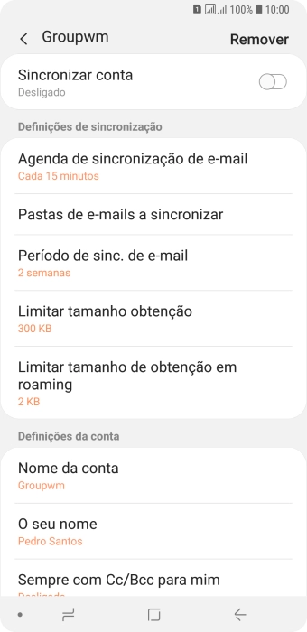 Prima Nome da conta.