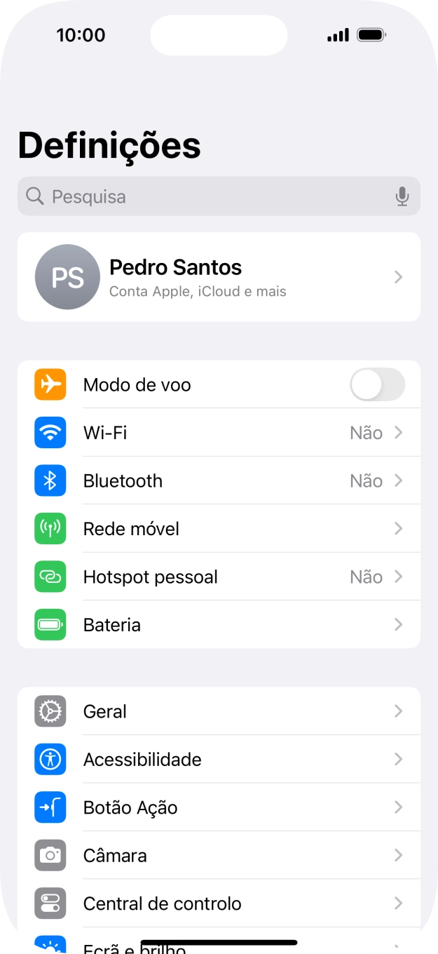 Prima o seu ID Apple.