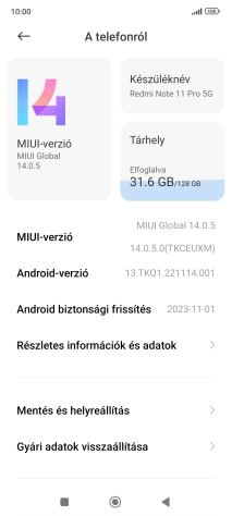 Válaszd a Gyári adatok visszaállítása lehetőséget.