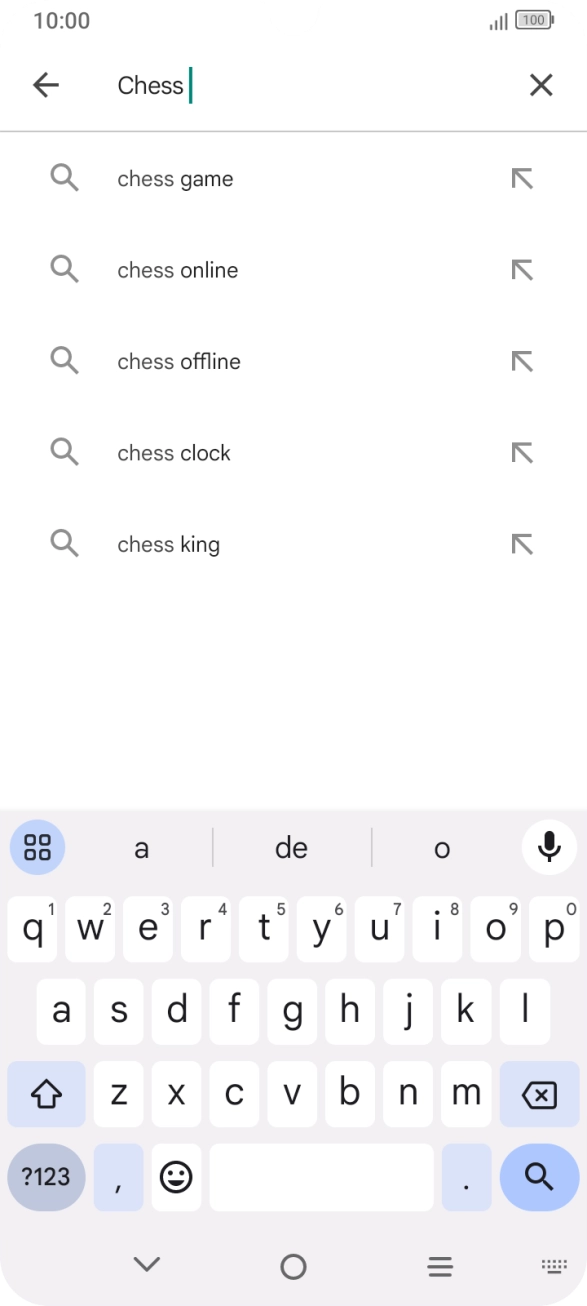 Introduza o nome ou categoria da app pretendida e prima o ícone para pesquisar.