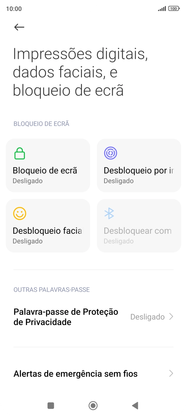 Prima Desbloqueio por impressão digital.