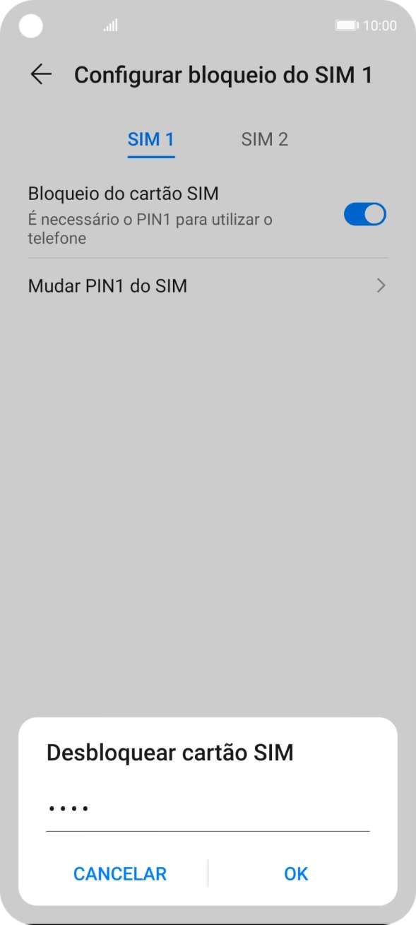 Introduza o seu código PIN e prima OK.
