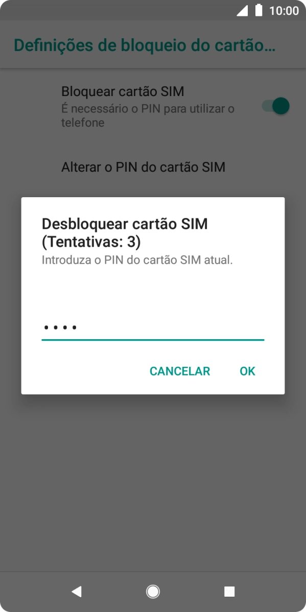 Introduza o seu código PIN e prima OK.