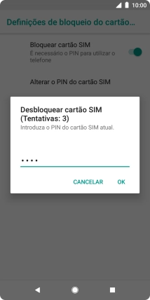 Introduza o seu código PIN e prima OK.