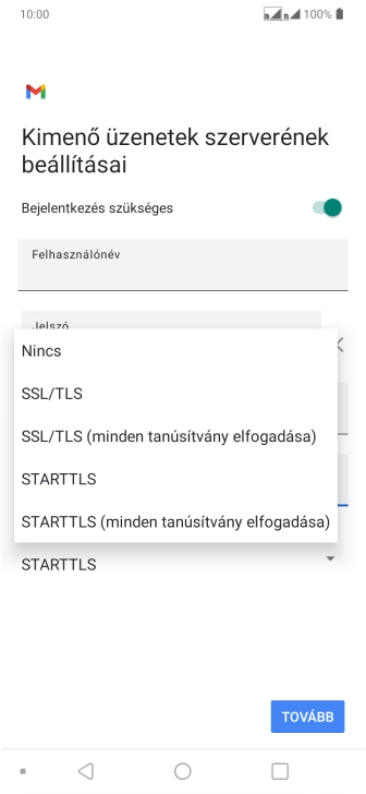 A funkció kikapcsolásához válaszd a Nincs lehetőséget.