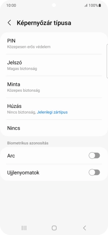 Válaszd az Ujjlenyomatok lehetőséget.
