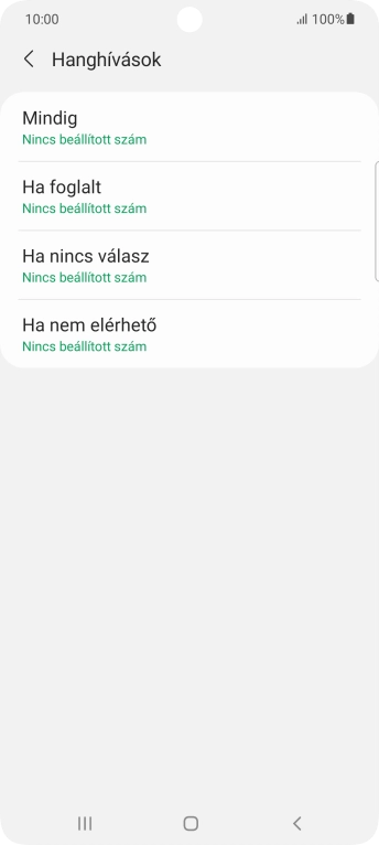 Kattints a kívánt hívásátirányítás-típusra.