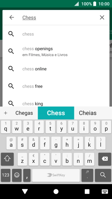Introduza o nome ou categoria da app pretendida e prima o ícone para pesquisar.