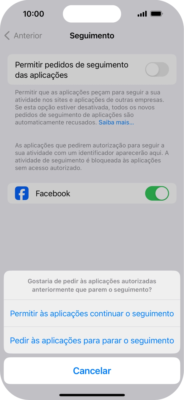 Se desativar a função, prima a definição pretendida.