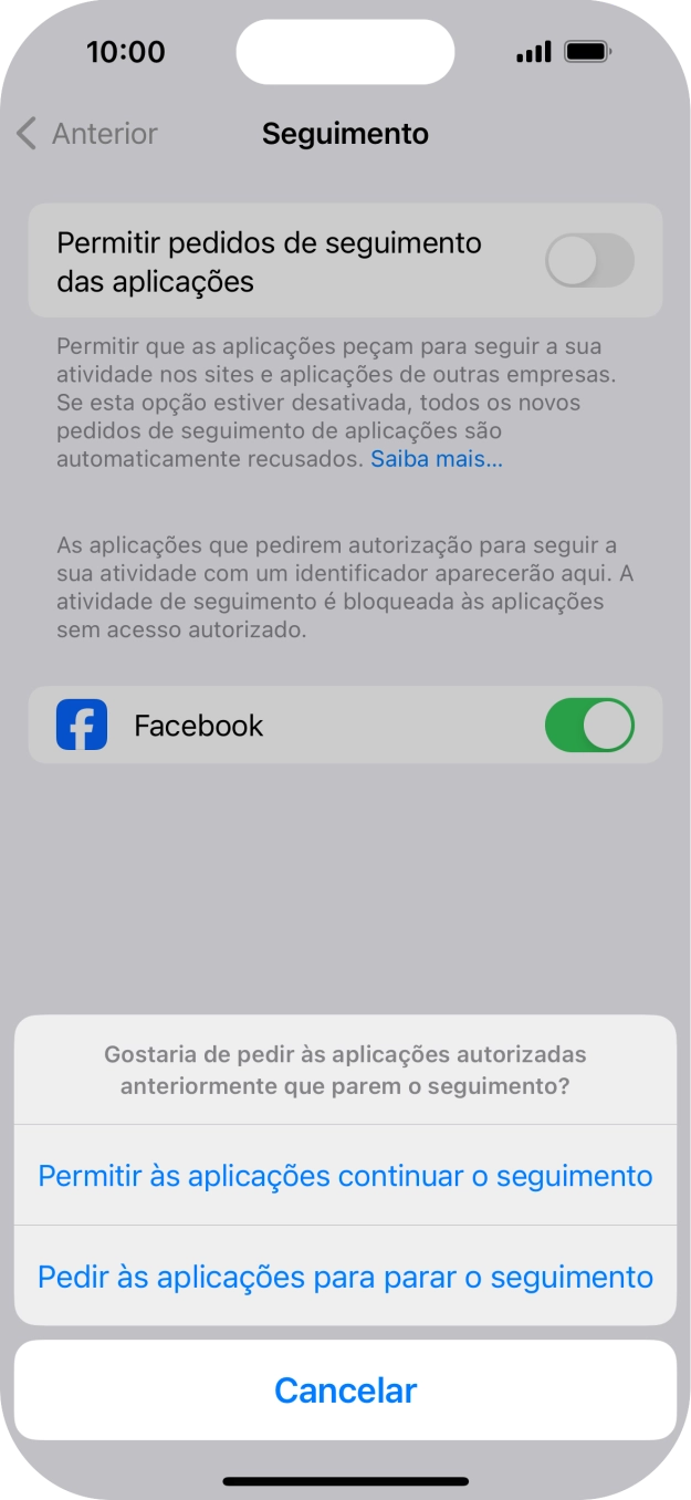 Se desativar a função, prima a definição pretendida.