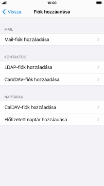 Válaszd a Mail-fiók hozzáadása lehetőséget.