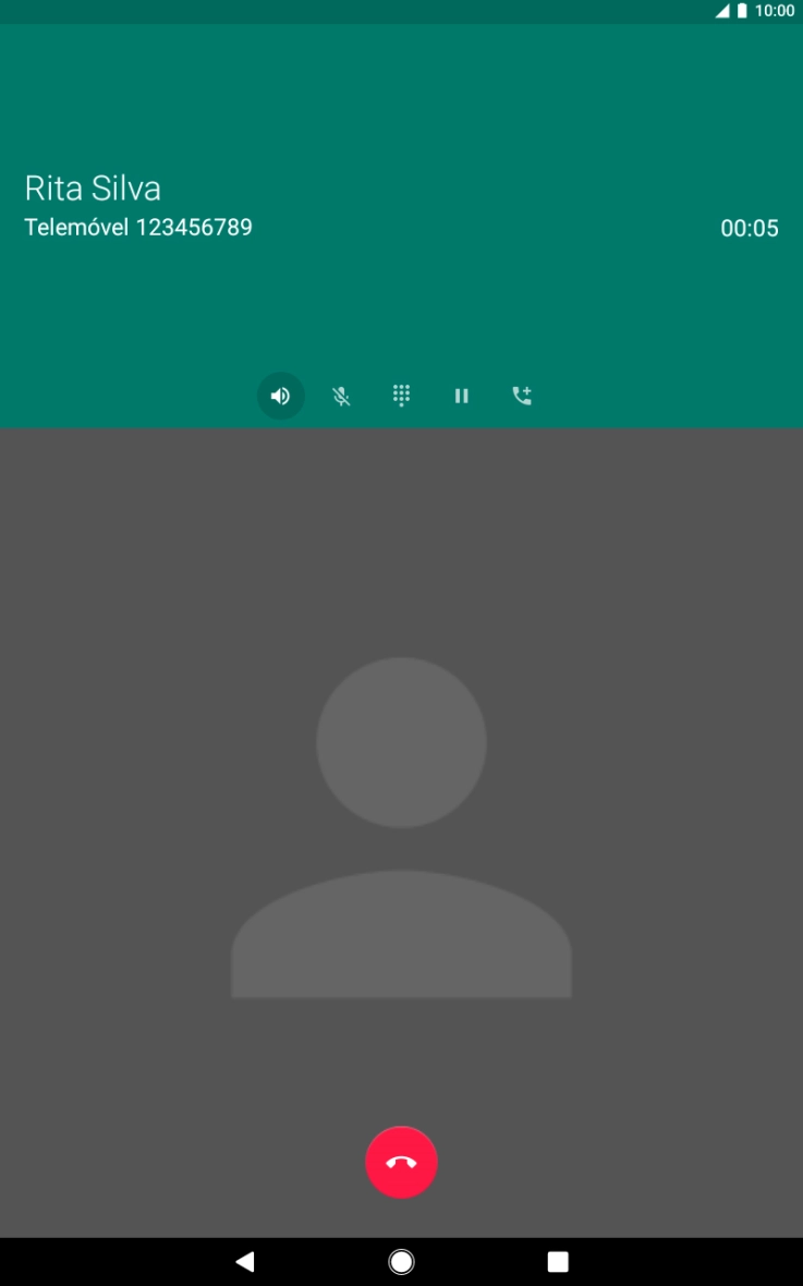 Prima o ícone para terminar a chamada.