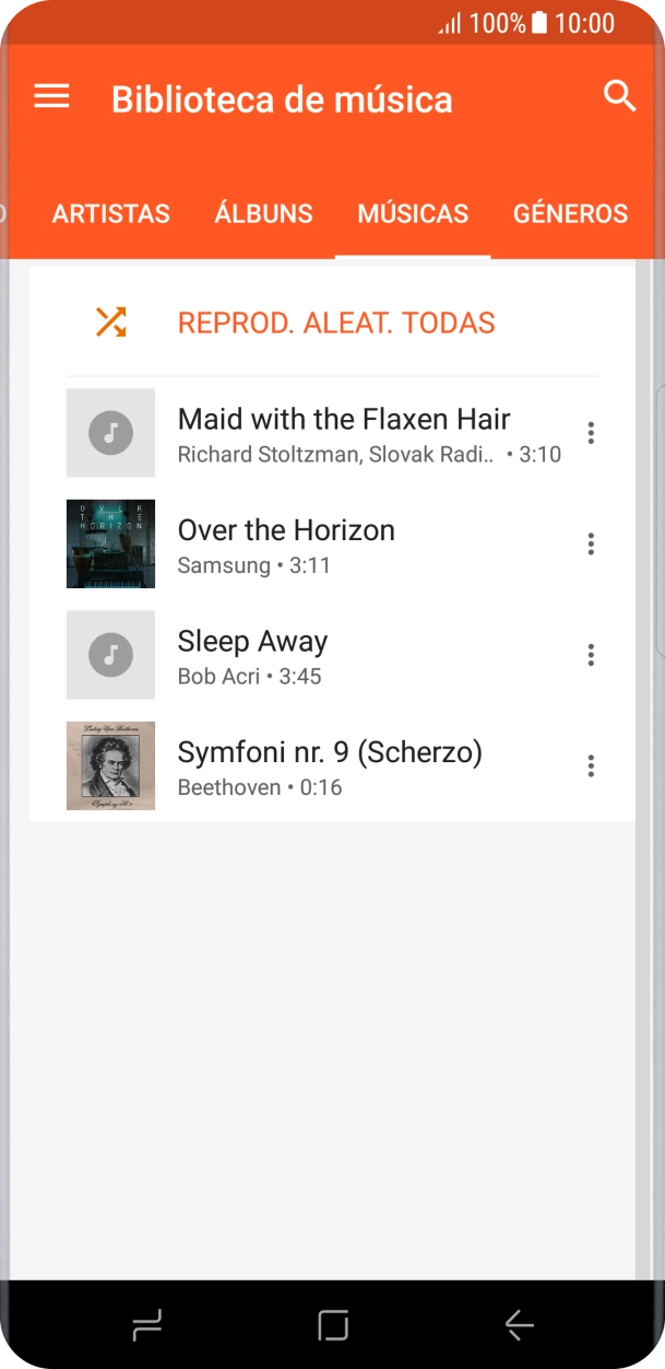 Prima o ficheiro de música pretendido.