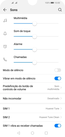 Prima o cartão SIM pretendido.
