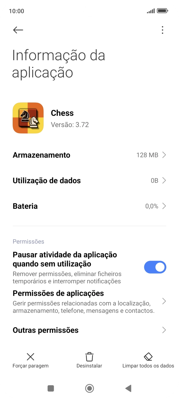 Prima a tecla de início para terminar e voltar ao ecrã inicial.