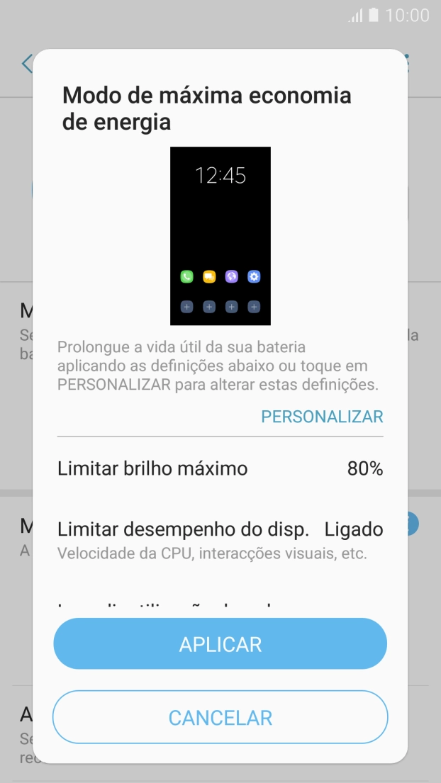 Prima APLICAR para ativar a função.