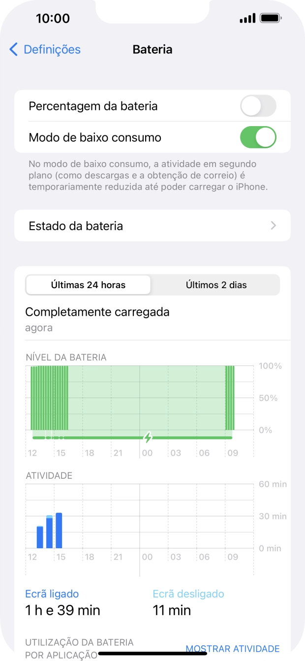 Para voltar ao ecrã inicial, deslize o dedo de baixo para cima a partir da base do ecrã.