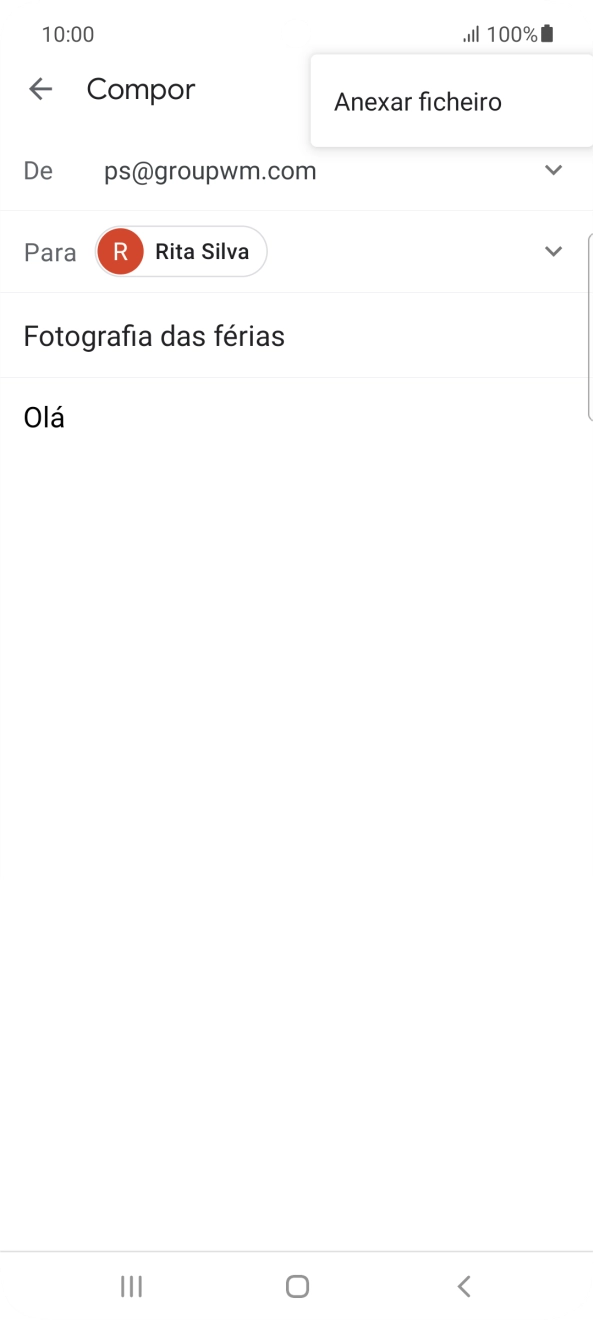 Prima Anexar ficheiro e vá até à pasta pretendida.