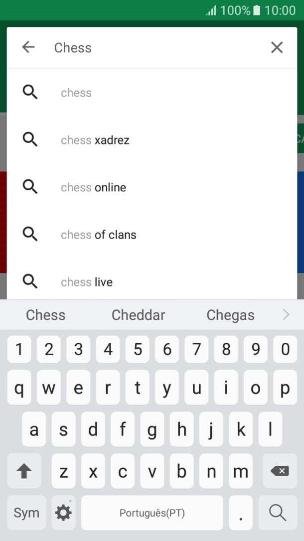 Introduza o nome ou categoria da app pretendida e prima o ícone para pesquisar.