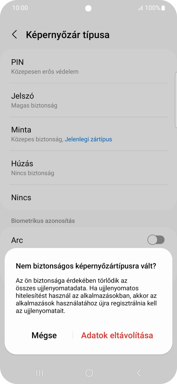 Válaszd az Adatok eltávolítása lehetőséget.