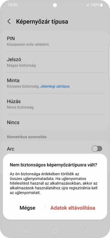 Válaszd az Adatok eltávolítása lehetőséget.