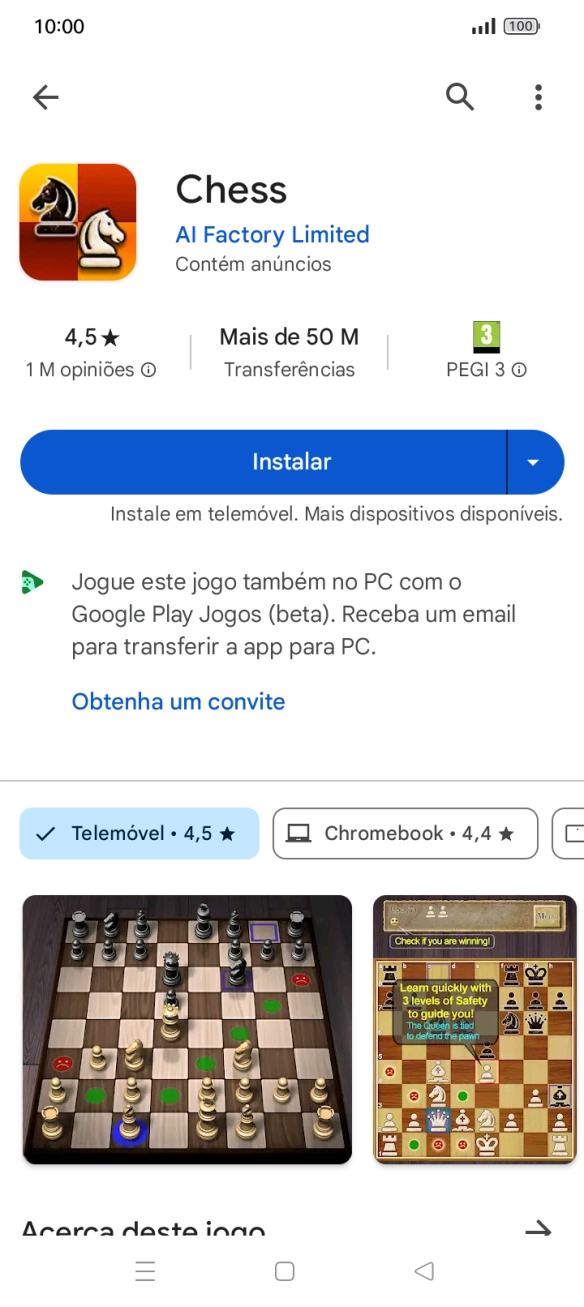 Prima Instalar e siga as indicações no ecrã para instalar a app.