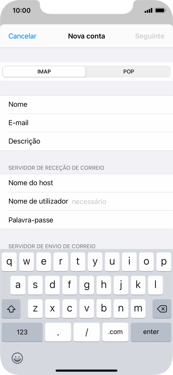 Prima Nome de utilizador e introduza o nome de utilizador da sua conta de e-mail.