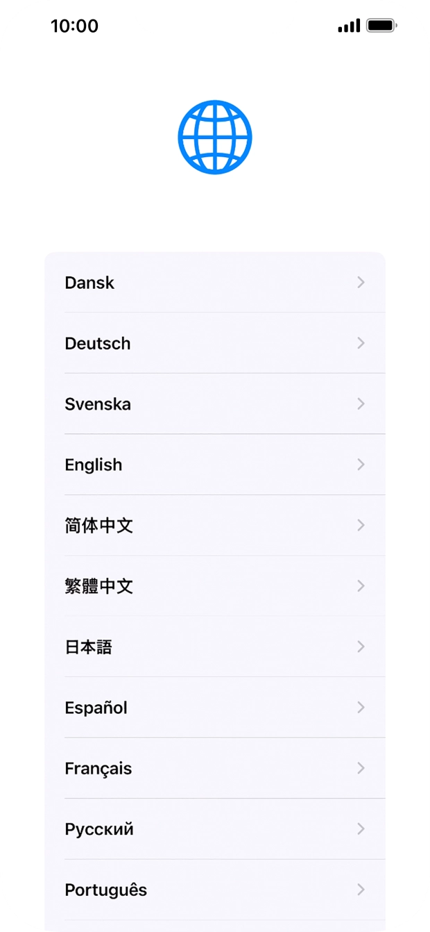 Prima o idioma pretendido.
